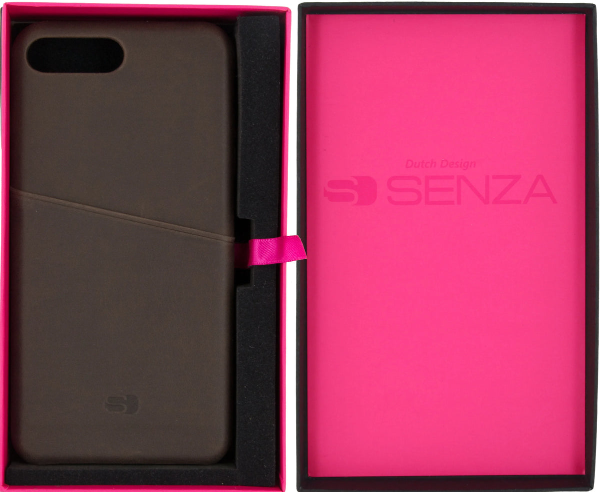 Senza Raw Leather Cover With Card Slot Apple Iphone 7 Plus/8 Plus Chestnut Brown - Essentify
