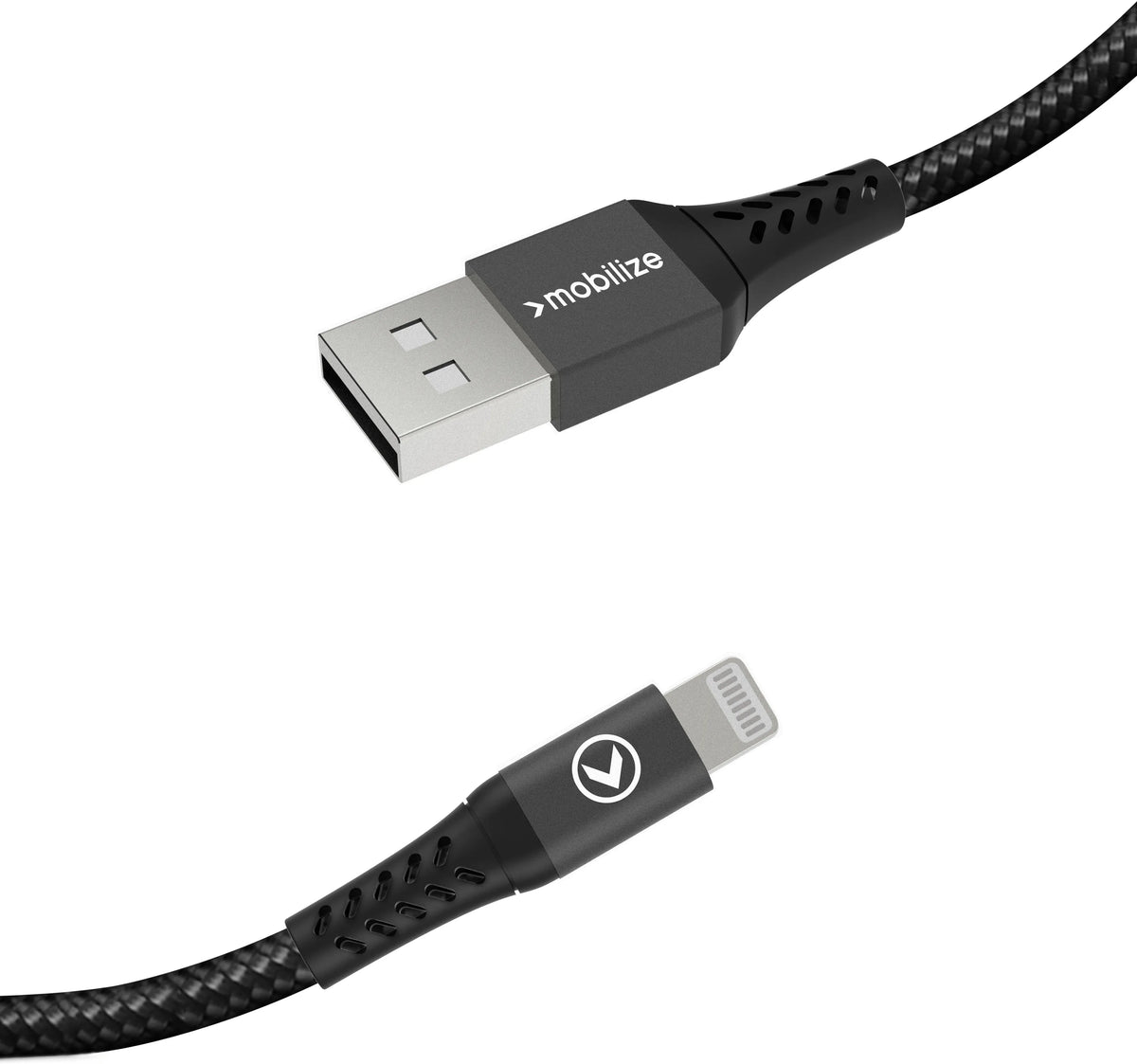 Mobilize Strong Nylon Cable Usb To Apple Mfi Lightning 2M. 12W Black - Essentify