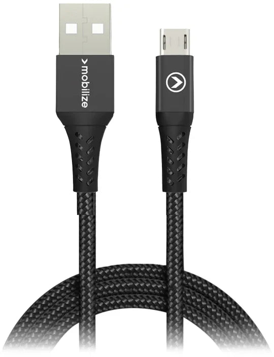 Mobilize Strong Nylon Cable Usb To Micro Usb 2M. 12W Black - Essentify