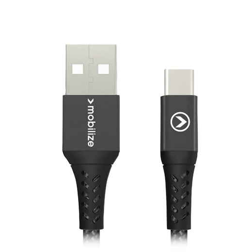 Mobilize Strong Nylon Cable Usb To Usb-C 20Cm. 15W Black - Essentify