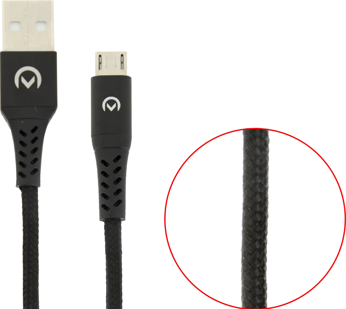 Mobilize Strong Nylon Cable Usb To Micro Usb 1M. 12W Black - Essentify