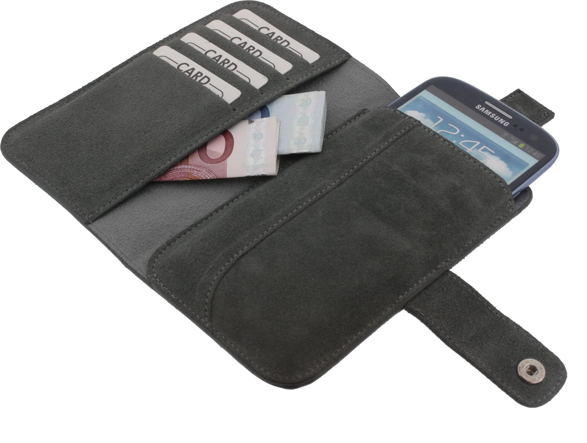 Senza Suede Wallet Slide Case Warm Grey Size Xxl - Essentify