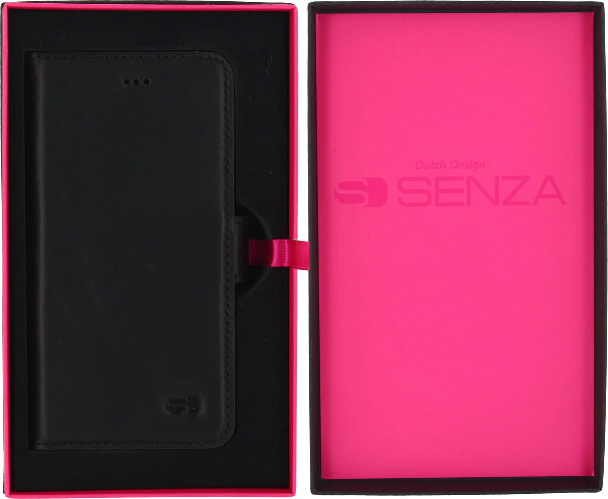 Senza Pure Leather Wallet Apple Iphone 6/6S Deep Black - Essentify