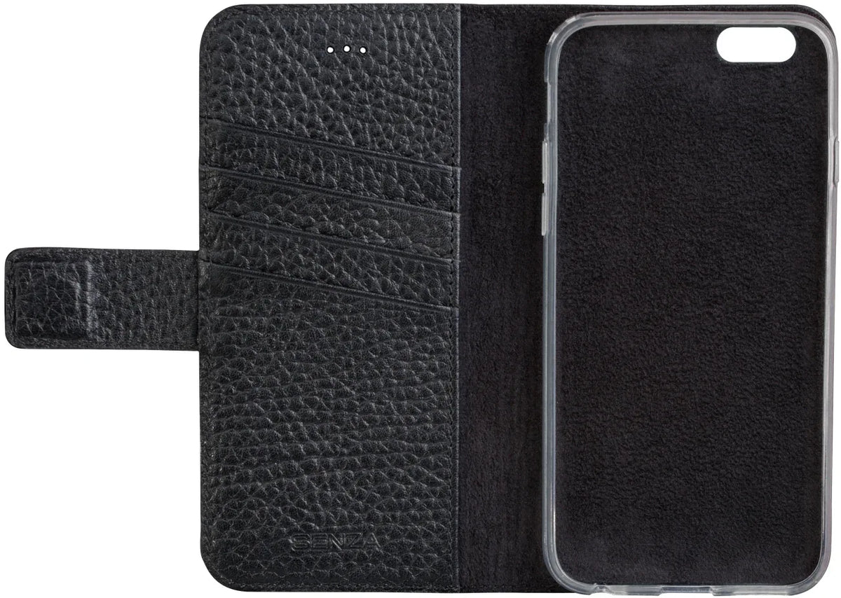 Senza Exquisite Leather Wallet Apple Iphone 6/6S Intense Black - Essentify