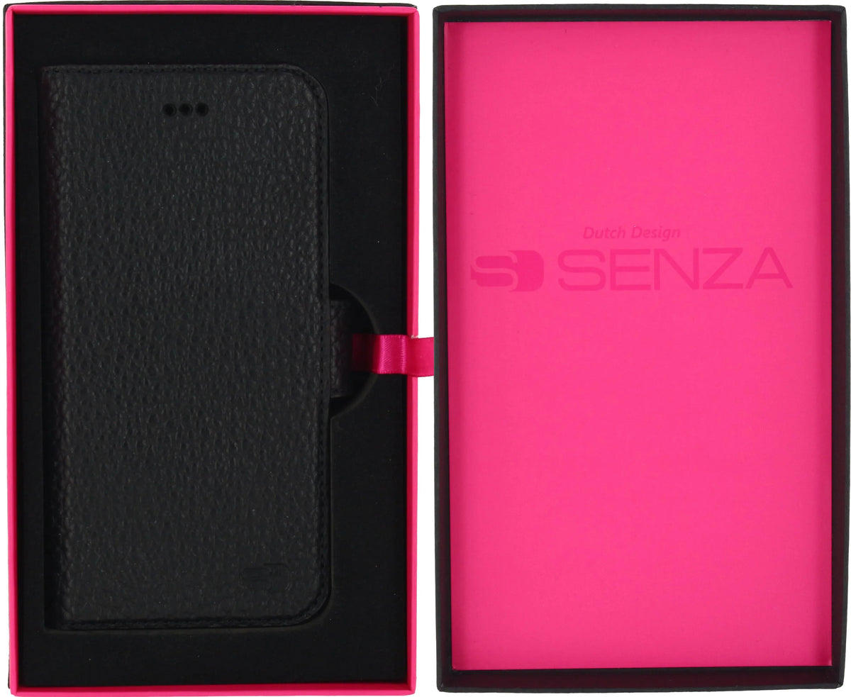 Senza Exquisite Leather Wallet Apple Iphone 6/6S Intense Black - Essentify