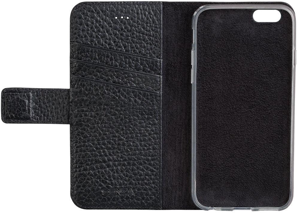 Senza Exquisite Leather Wallet Apple Iphone 5/5S/Se Intense Black - Essentify