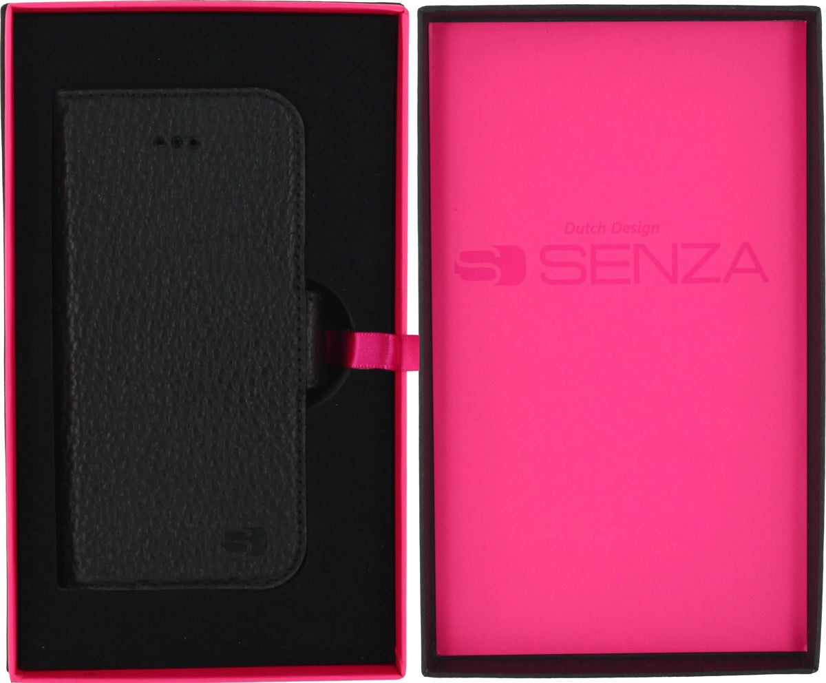 Senza Exquisite Leather Wallet Apple Iphone 5/5S/Se Intense Black - Essentify
