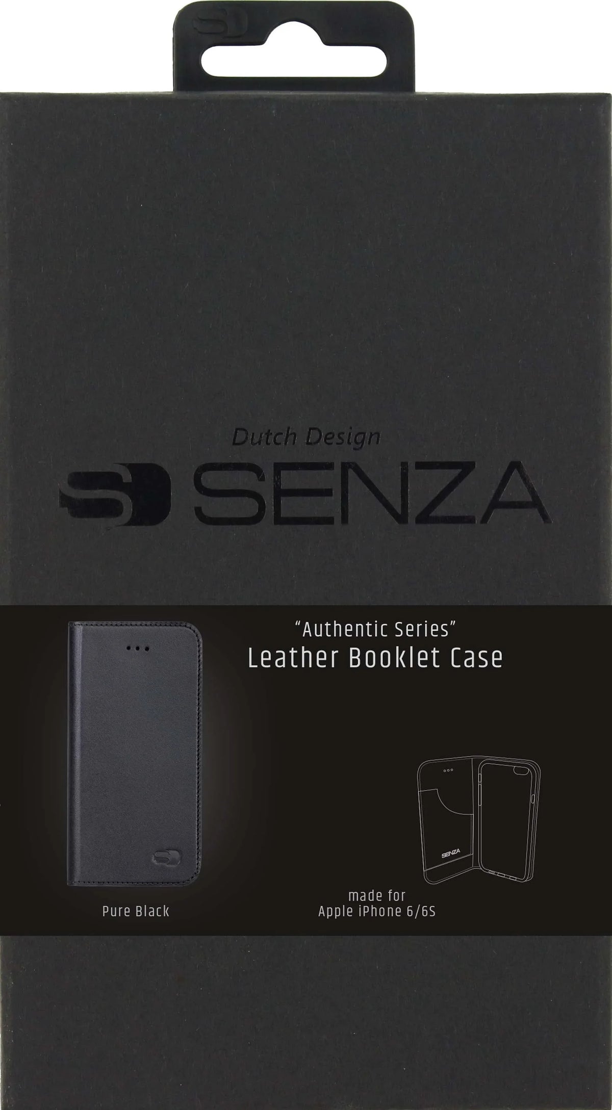 Senza Authentic Leather Booklet Apple Iphone 6/6S Pure Black - Essentify