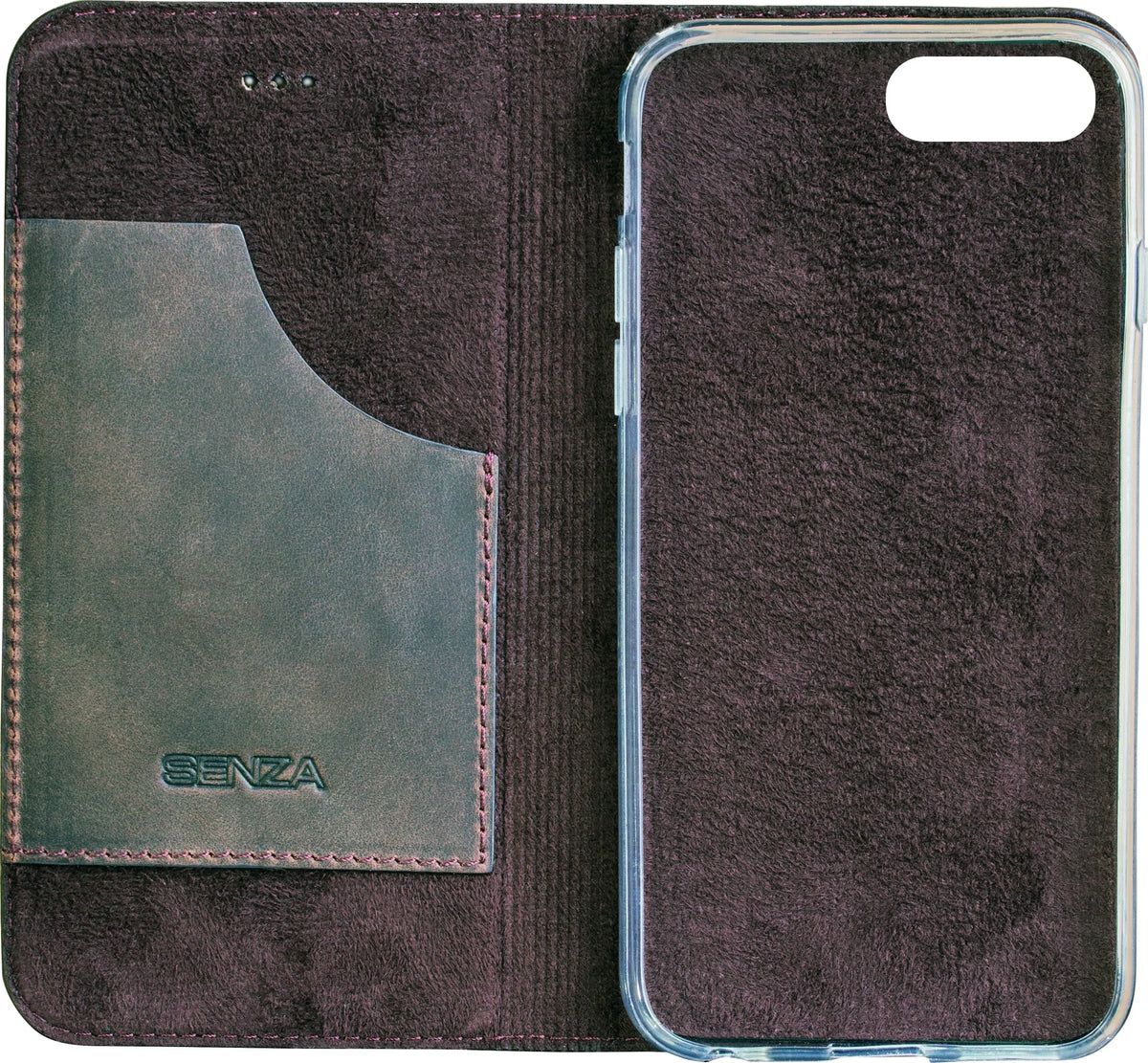 Senza Raw Leather Booklet Apple Iphone 7 Plus/8 Plus Walnut Brown - Essentify