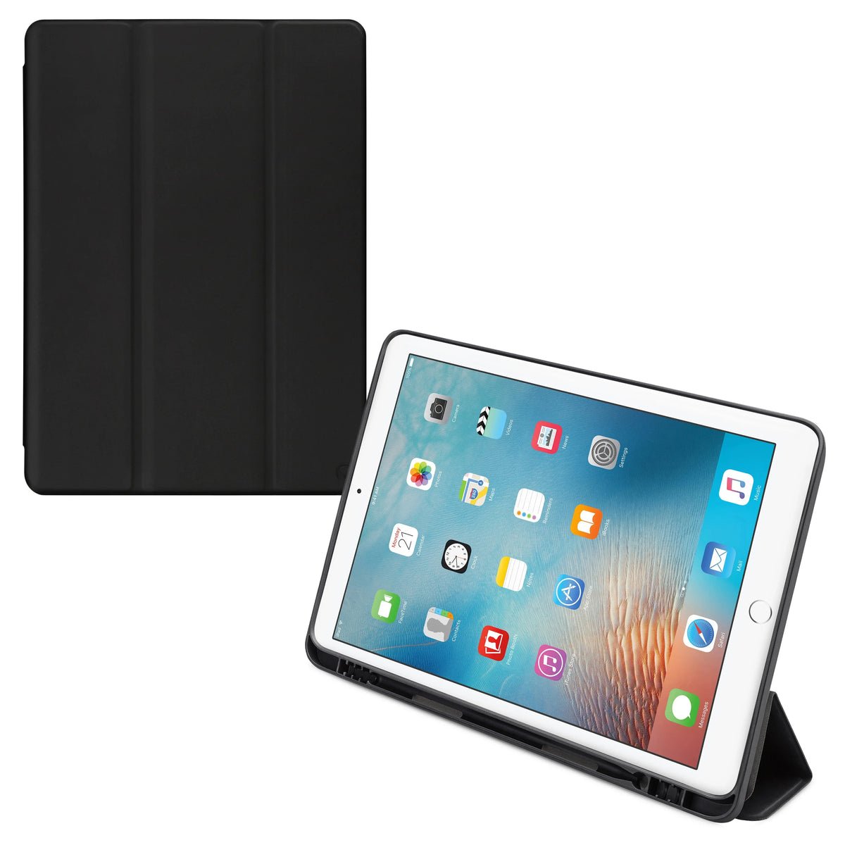 Mobilize Solid Folio Case For Apple Ipad 9.7 2017/2018/Air/Air 2/Pro 9.7 Black - Essentify