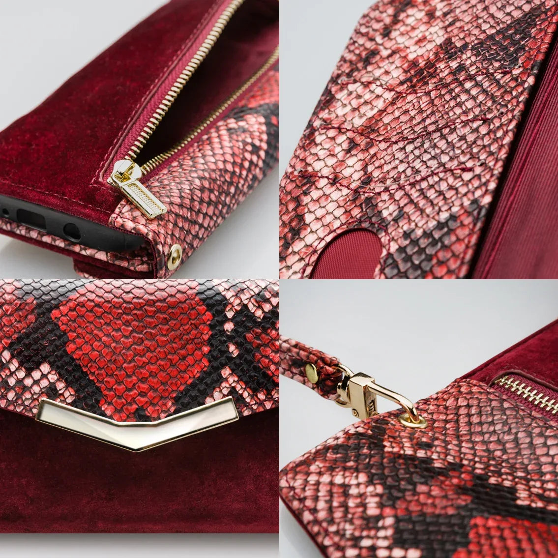 Mobilize 2In1 Gelly Velvet Clutch For Samsung Galaxy A42/A42 5G Red Snake - Essentify