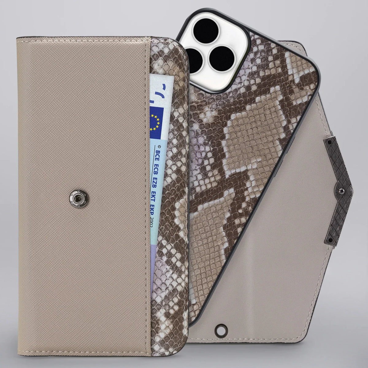 Mobilize 2In1 Elegant Magnet Clutch Apple Iphone 12/12 Pro Beige Snake - Essentify