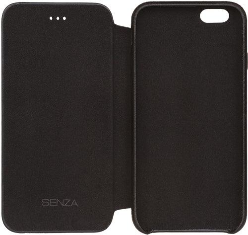 Senza Pure Skinny Leather Booklet Apple Iphone 6/6S Deep Black - Essentify