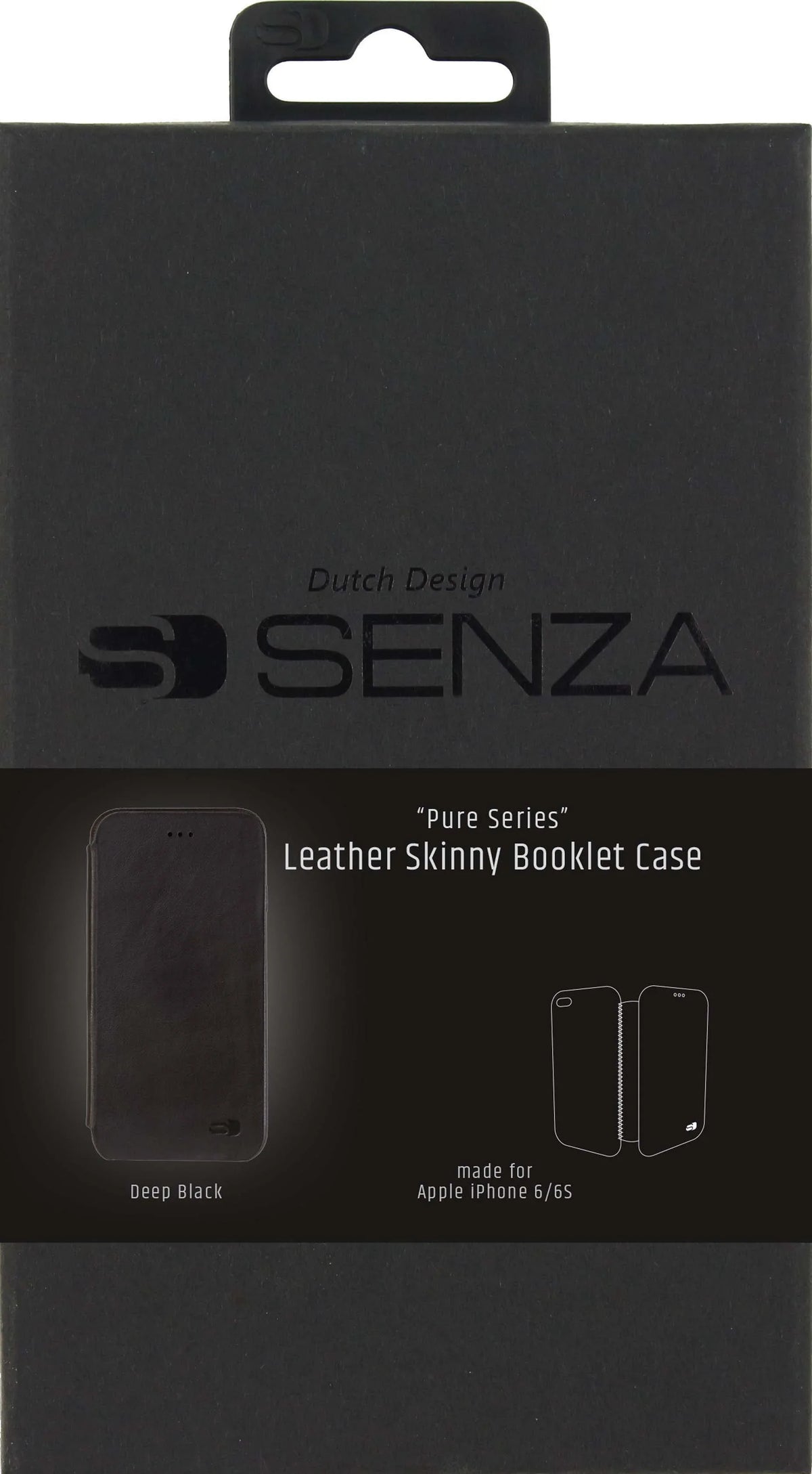 Senza Pure Skinny Leather Booklet Apple Iphone 6/6S Deep Black - Essentify