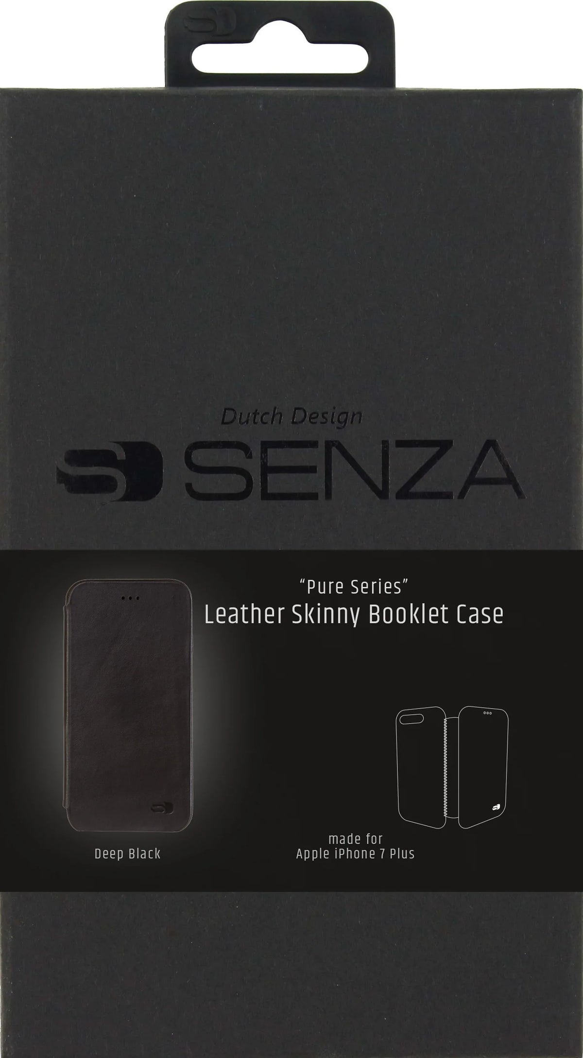 Senza Pure Skinny Leather Booklet Apple Iphone 7 Plus/8 Plus Deep Black - Essentify