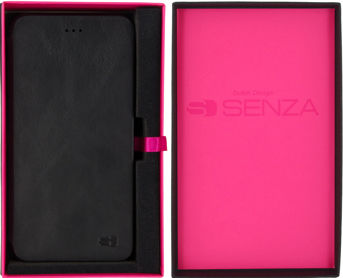Senza Pure Skinny Leather Booklet Apple Iphone 7 Plus/8 Plus Deep Black - Essentify