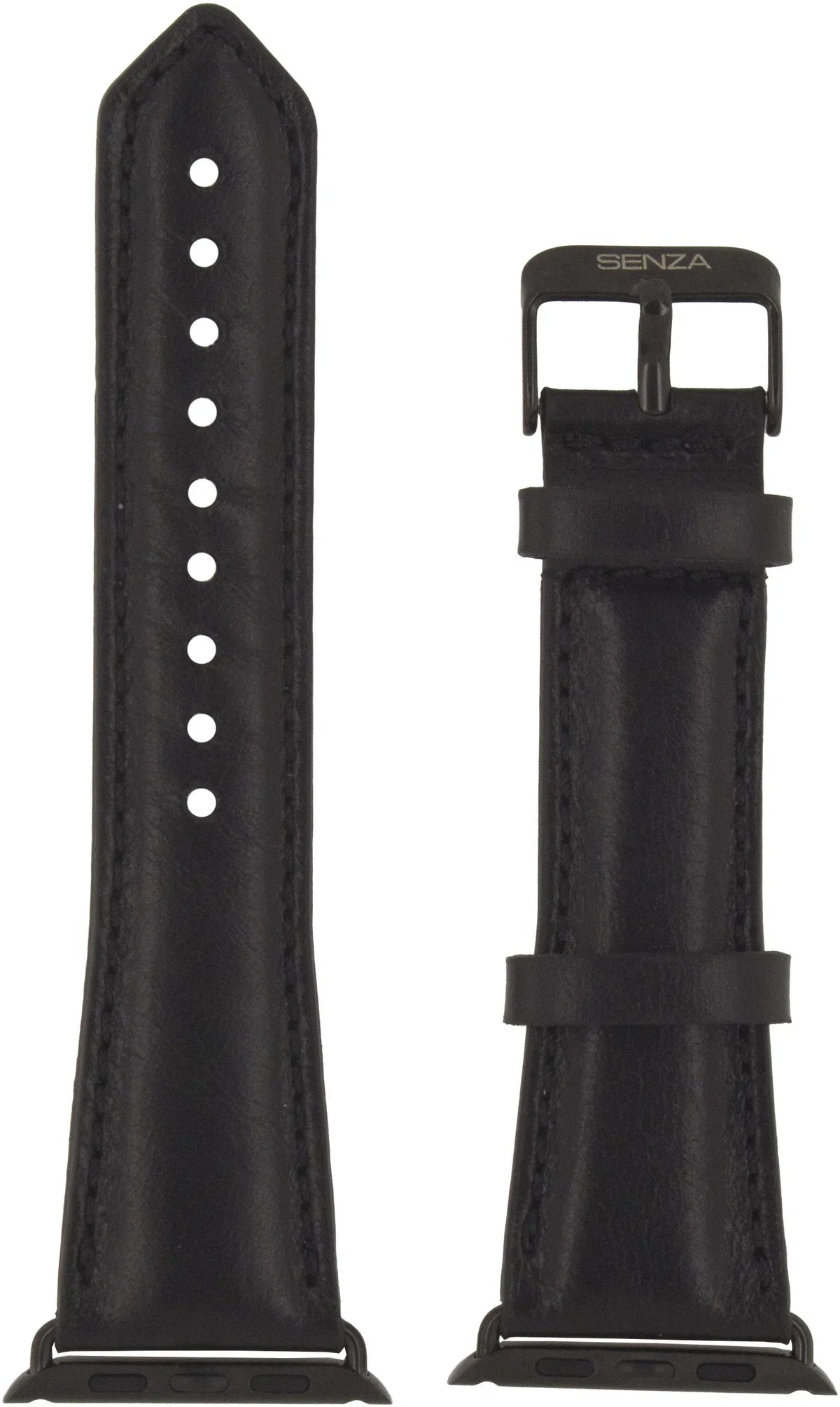 Senza Pure Leather Strap Apple Watch 38Mm Deep Black - Essentify