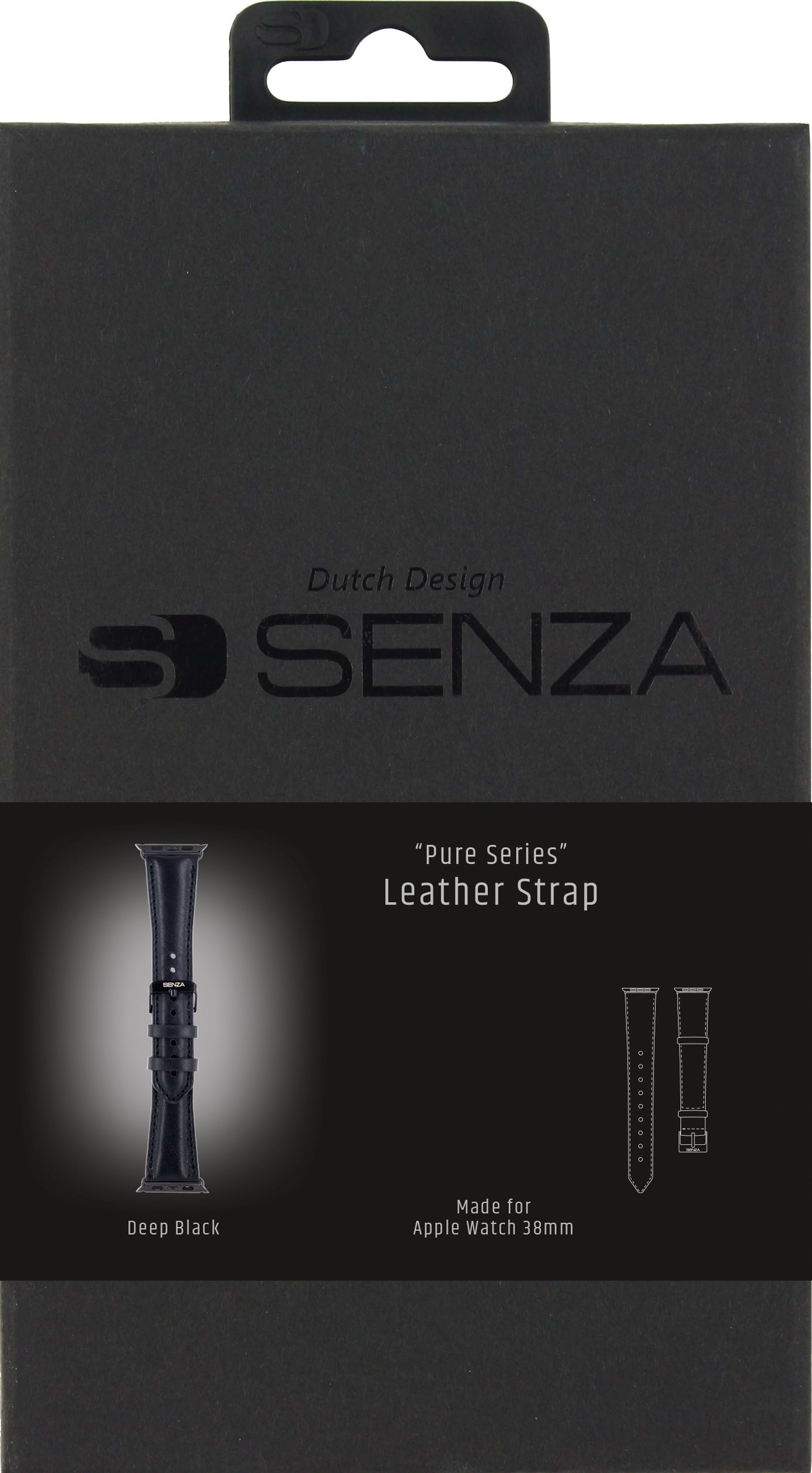 Senza Pure Leather Strap Apple Watch 38Mm Deep Black