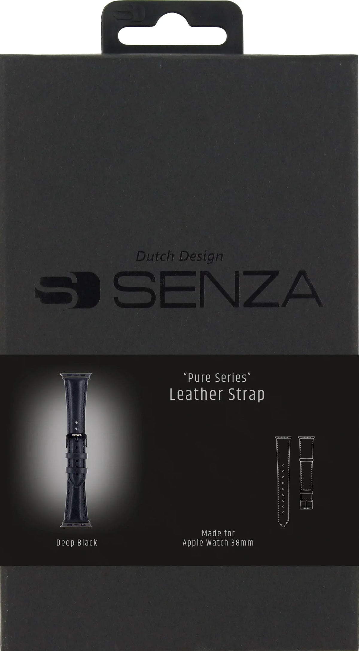 Senza Pure Leather Strap Apple Watch 38Mm Deep Black - Essentify