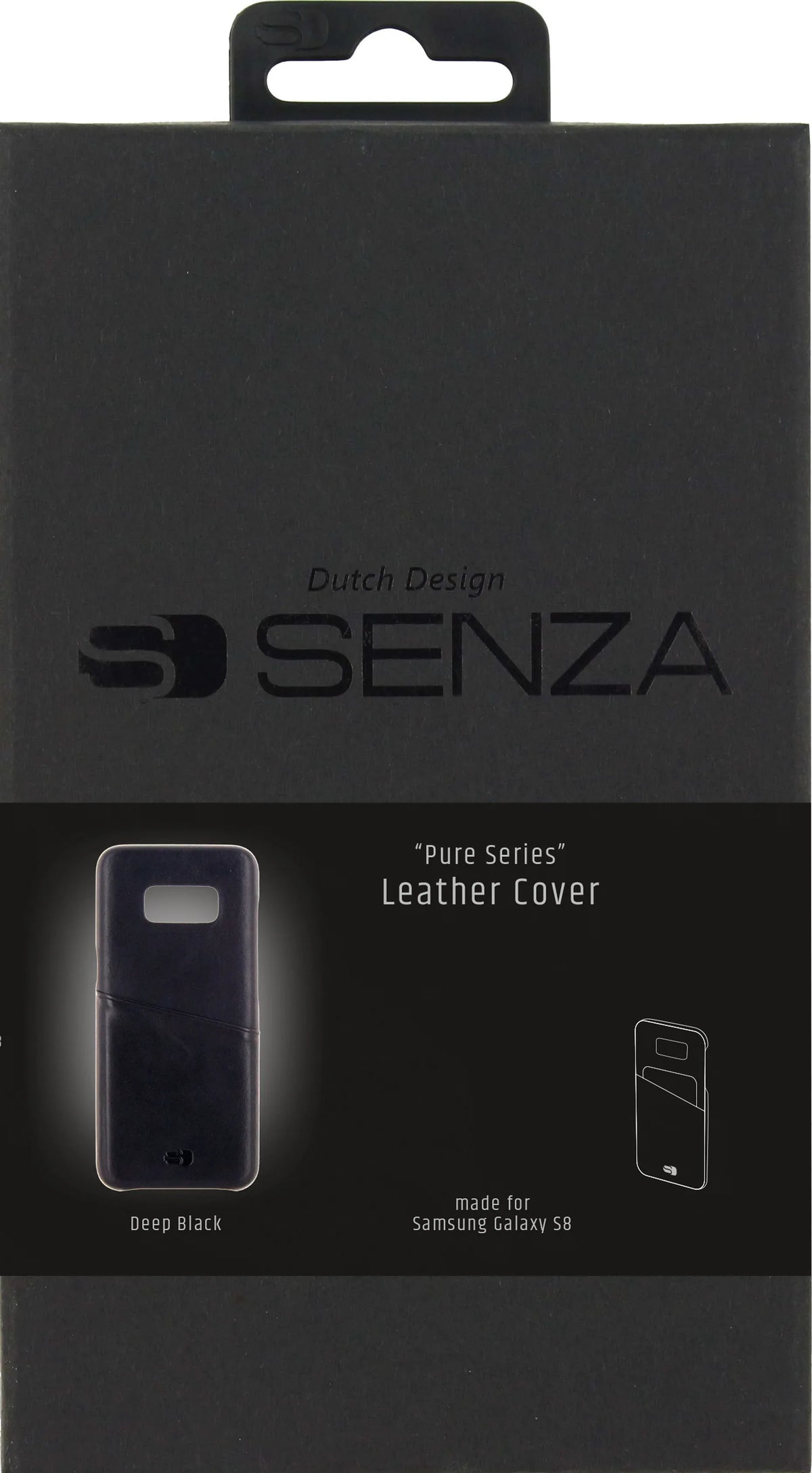 Senza Pure Leather Cover With Card Slot Samsung Galaxy S8 Deep Black - Essentify