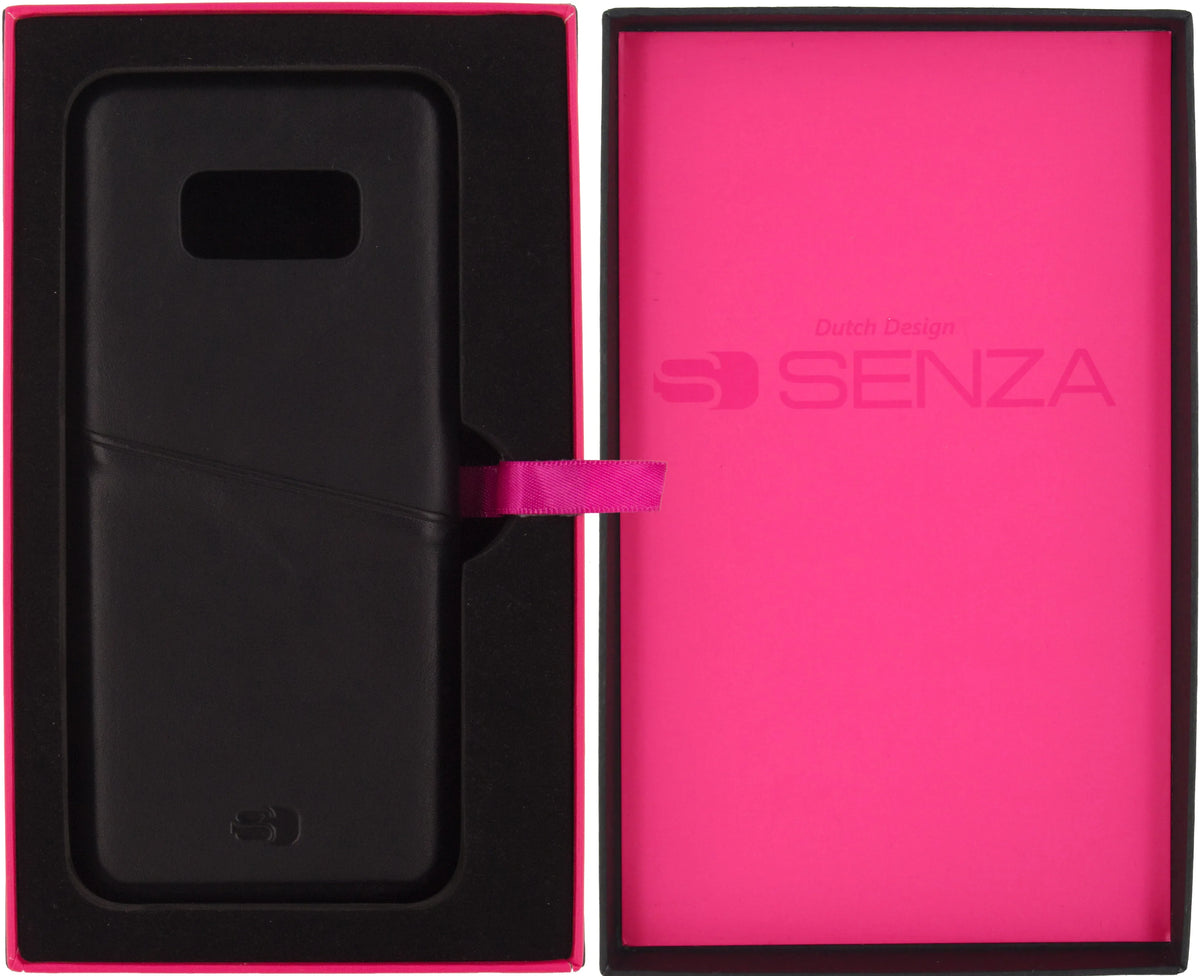 Senza Pure Leather Cover With Card Slot Samsung Galaxy S8 Deep Black - Essentify