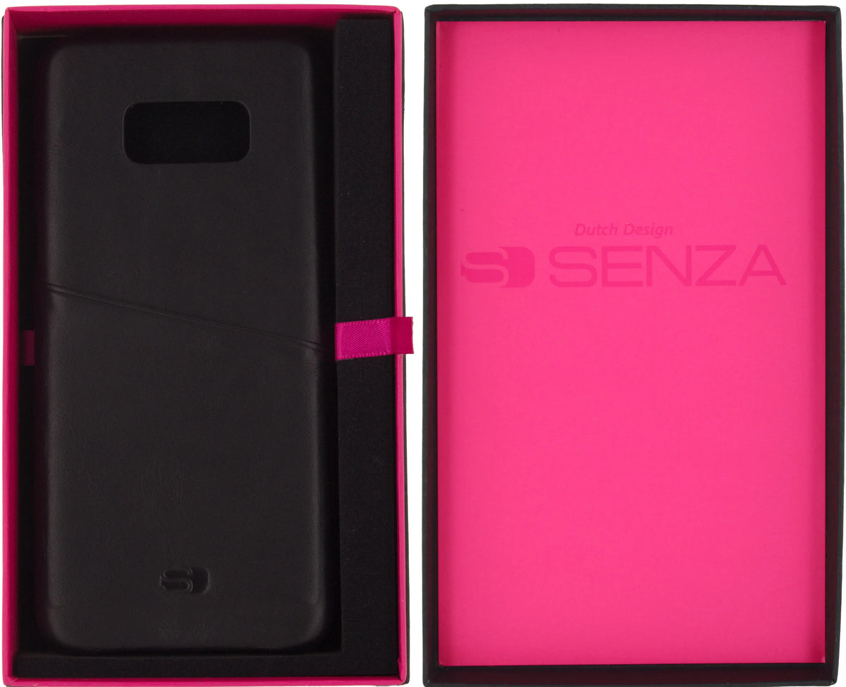 Senza Pure Leather Cover With Card Slot Samsung Galaxy S8+ Deep Black - Essentify