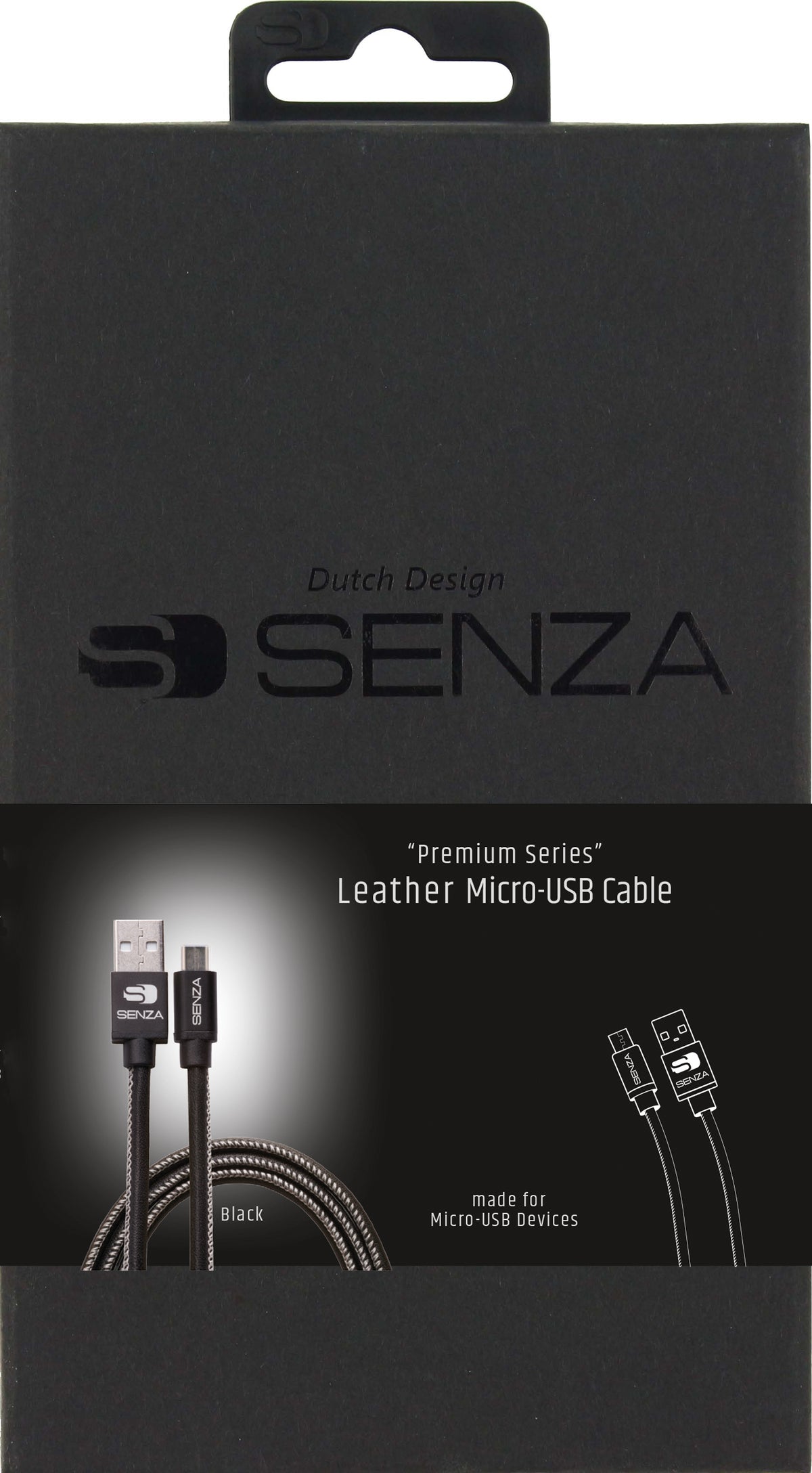 Senza Premium Leather Charge/Sync Cable Micro Usb 1.5M. 12W Black