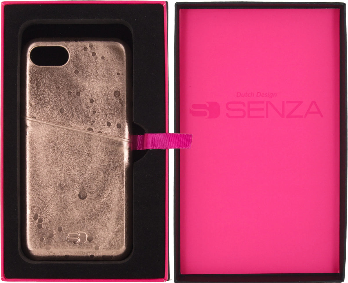 Senza Glam Leather Cover With Card Slot Apple Iphone 7/8/Se (2020/2022) Metallic Rosé - Essentify