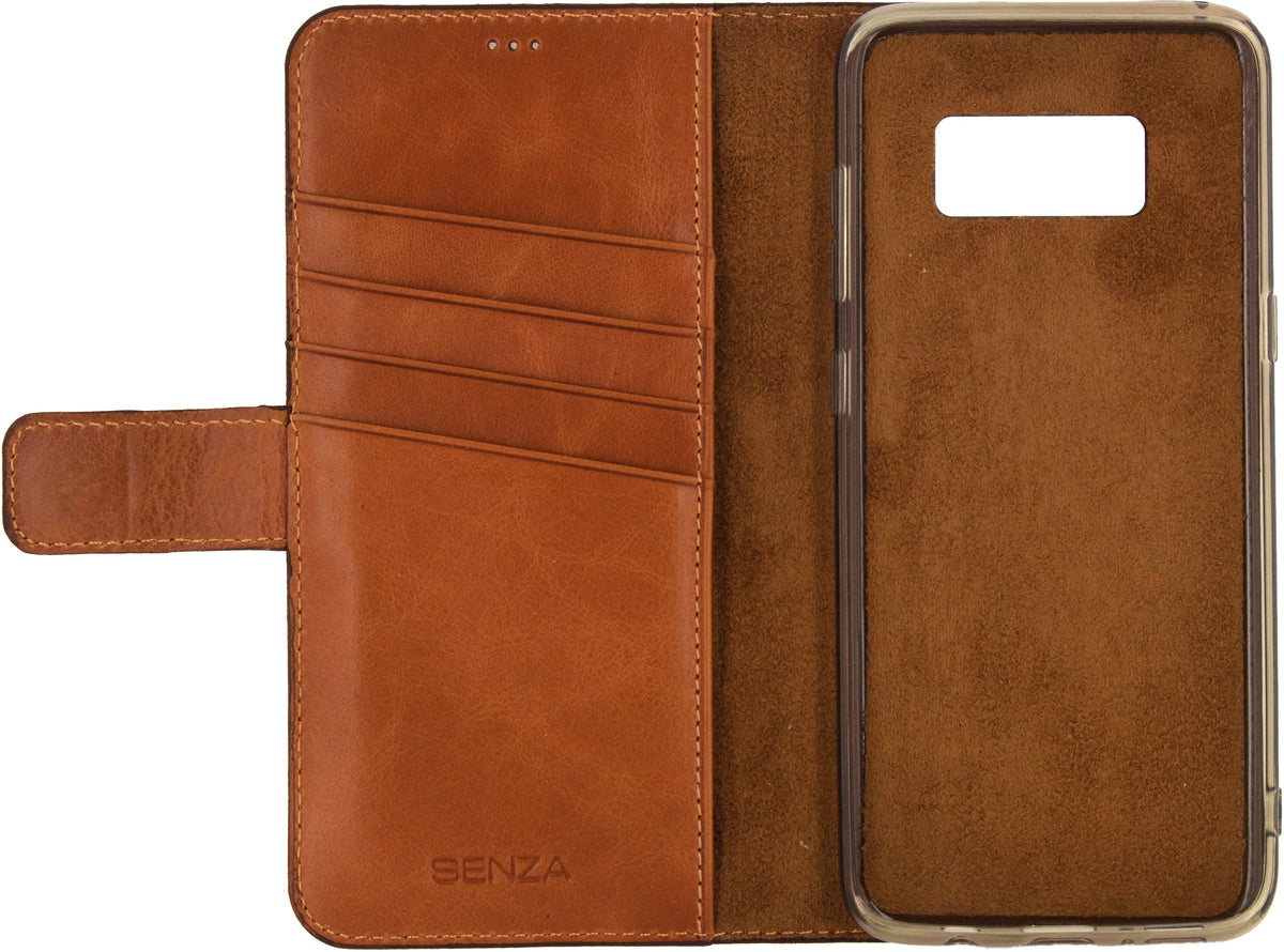 Senza Desire Leather Wallet Samsung Galaxy S8+ Burned Cognac - Essentify