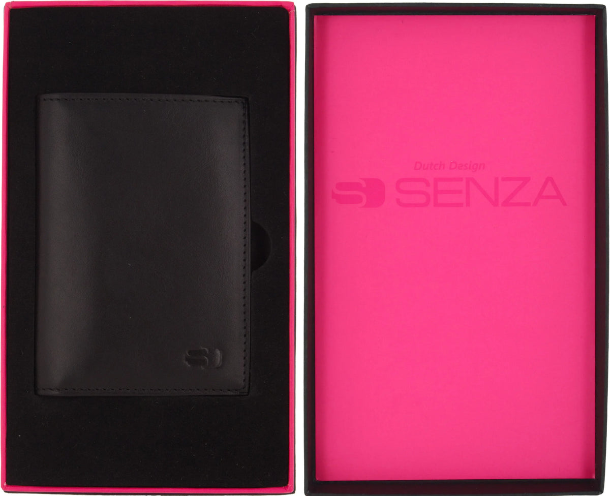 Senza Pure Leather Card Holder Deep Black - Essentify