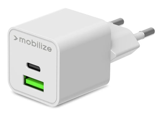 Mobilize Wall Charger Usb-C + Usb Gan 30W With Pd/Pps White - Essentify