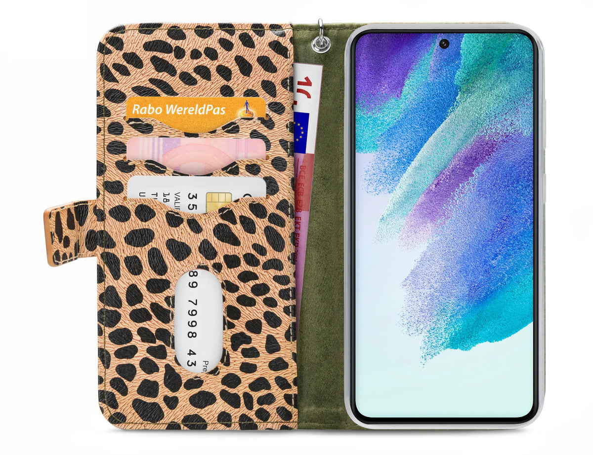 Mobilize 2In1 Magnet Zipper Case Samsung Galaxy S21 Fe 5G Olive/Leopard - Essentify