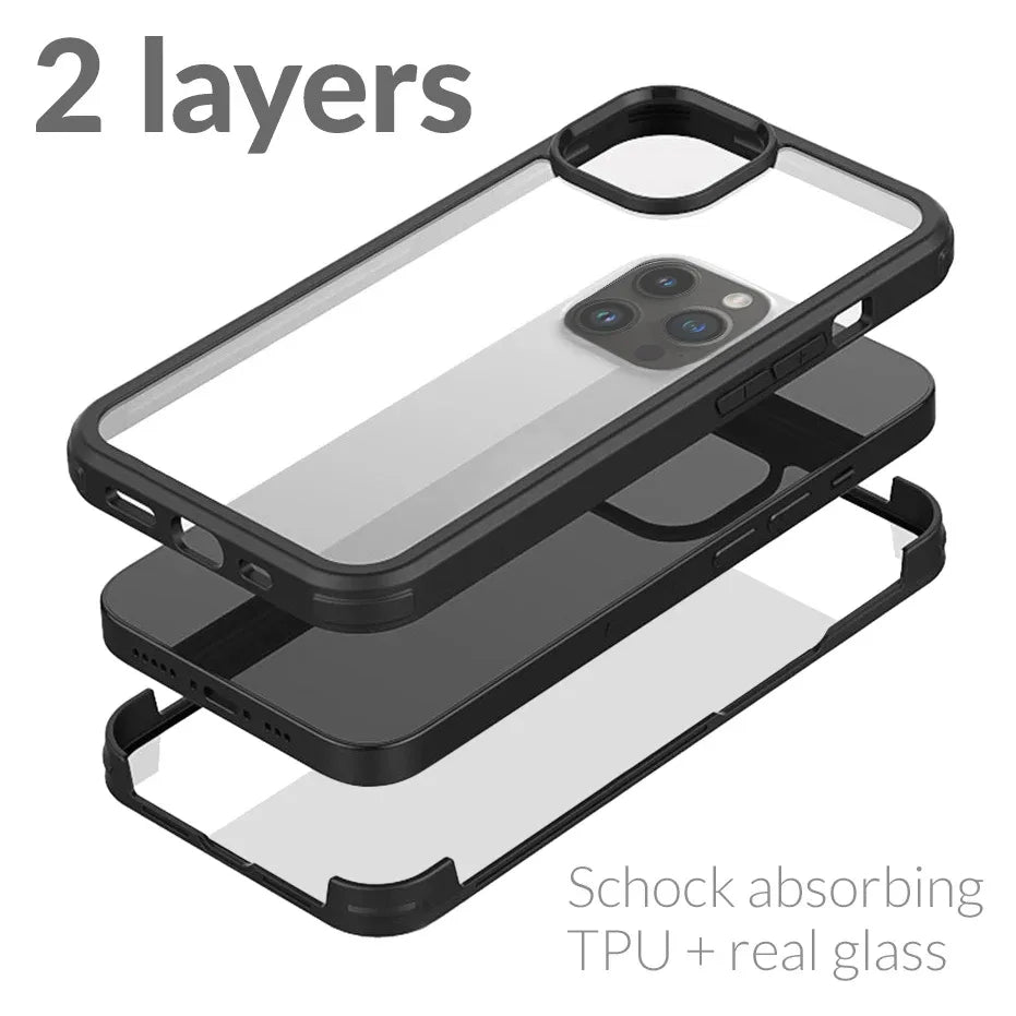 Mobilize Tempered Glass 360 Protection Case Apple Iphone 14 Pro Max Black - Essentify