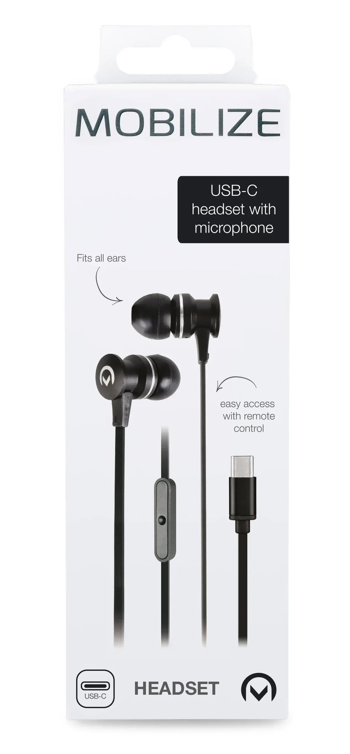 Mobilize In-Ear Stereo Headset With Remote Usb-C Black - Essentify