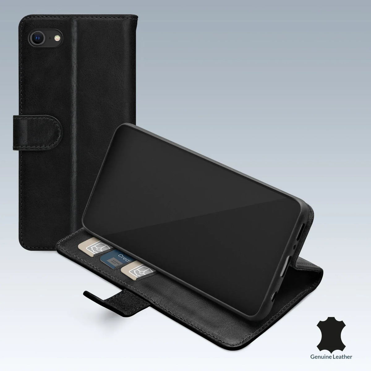 Mobilize Leather Wallet Apple Iphone 6/6S/7/8/Se (2020/2022) Black - Essentify