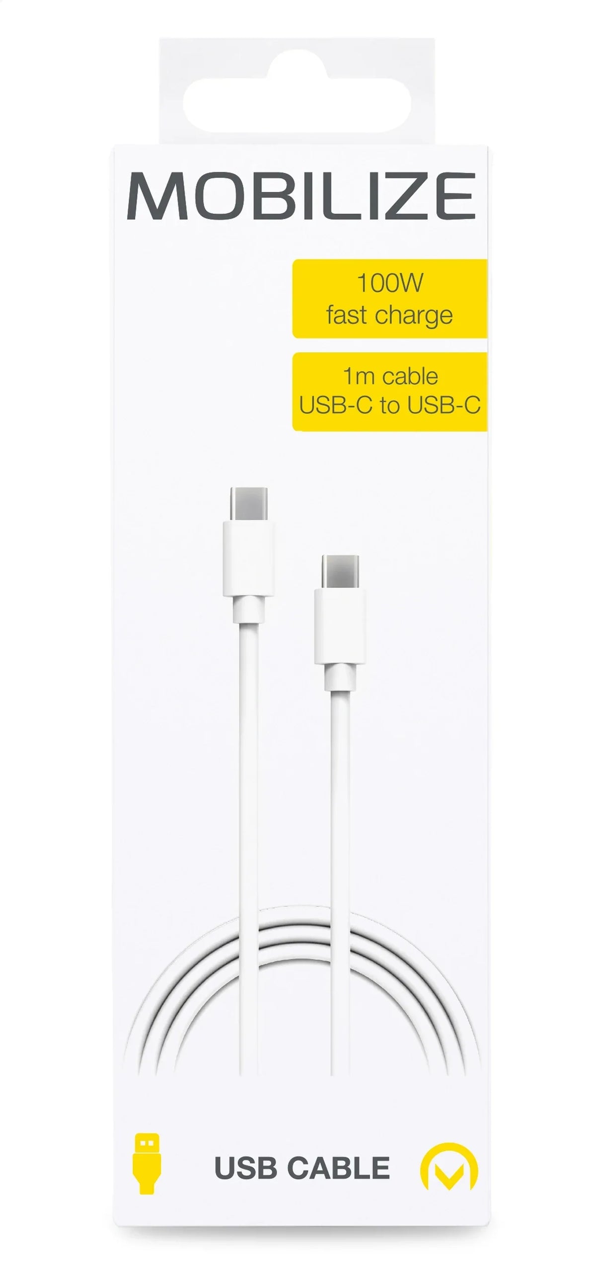Mobilize Cable Usb-C To Usb-C 1M. 100W White - Essentify