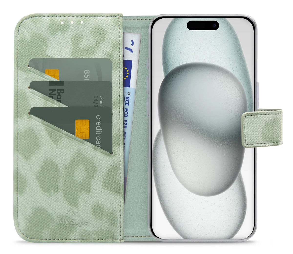 My Style Flex Wallet For Apple Iphone 13/14/15 Green Leopard - Essentify