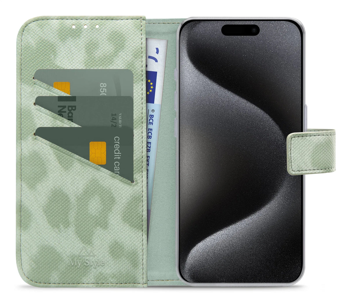 My Style Flex Wallet For Apple Iphone 15 Pro Green Leopard - Essentify