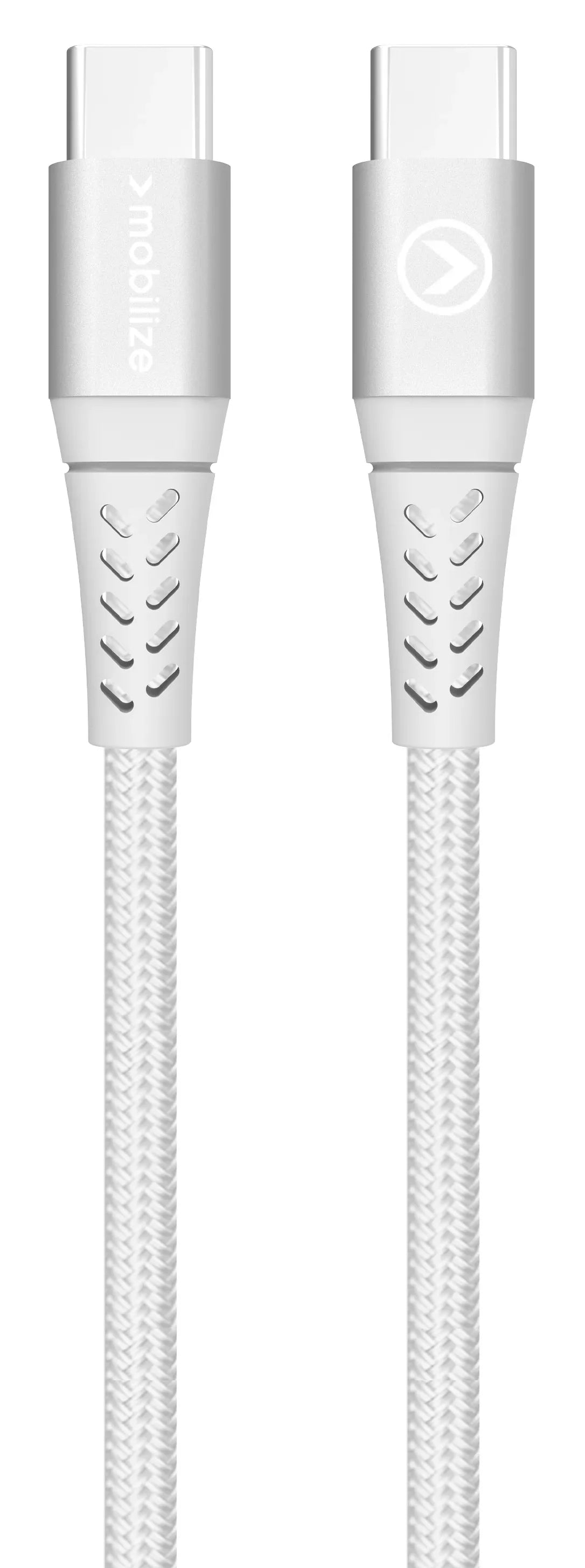 Mobilize Strong Nylon Cable Usb-C To Usb-C 20Cm. 100W White - Essentify