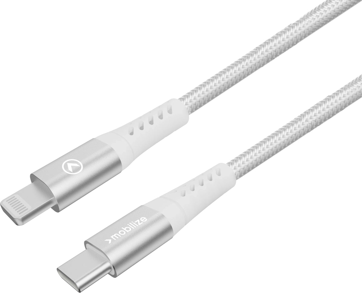 Mobilize Strong Nylon Cable Usb-C To Usb-C 20Cm. 100W White - Essentify