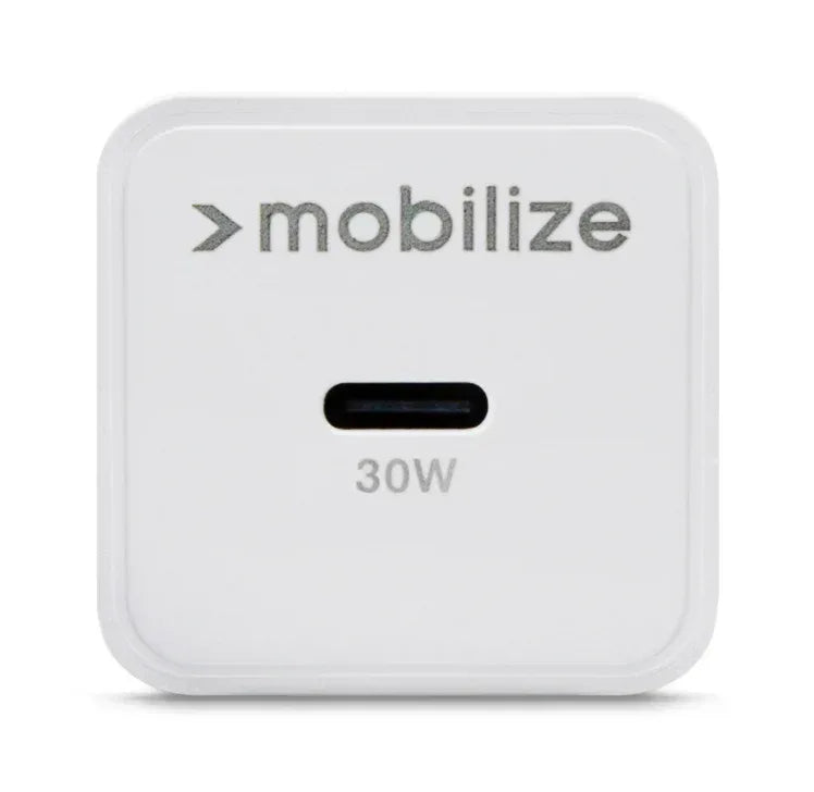 Mobilize Wall Charger Usb-C Gan 30W With Pd/Pps + Usb-C Nylon Cable 1.2M White - Essentify