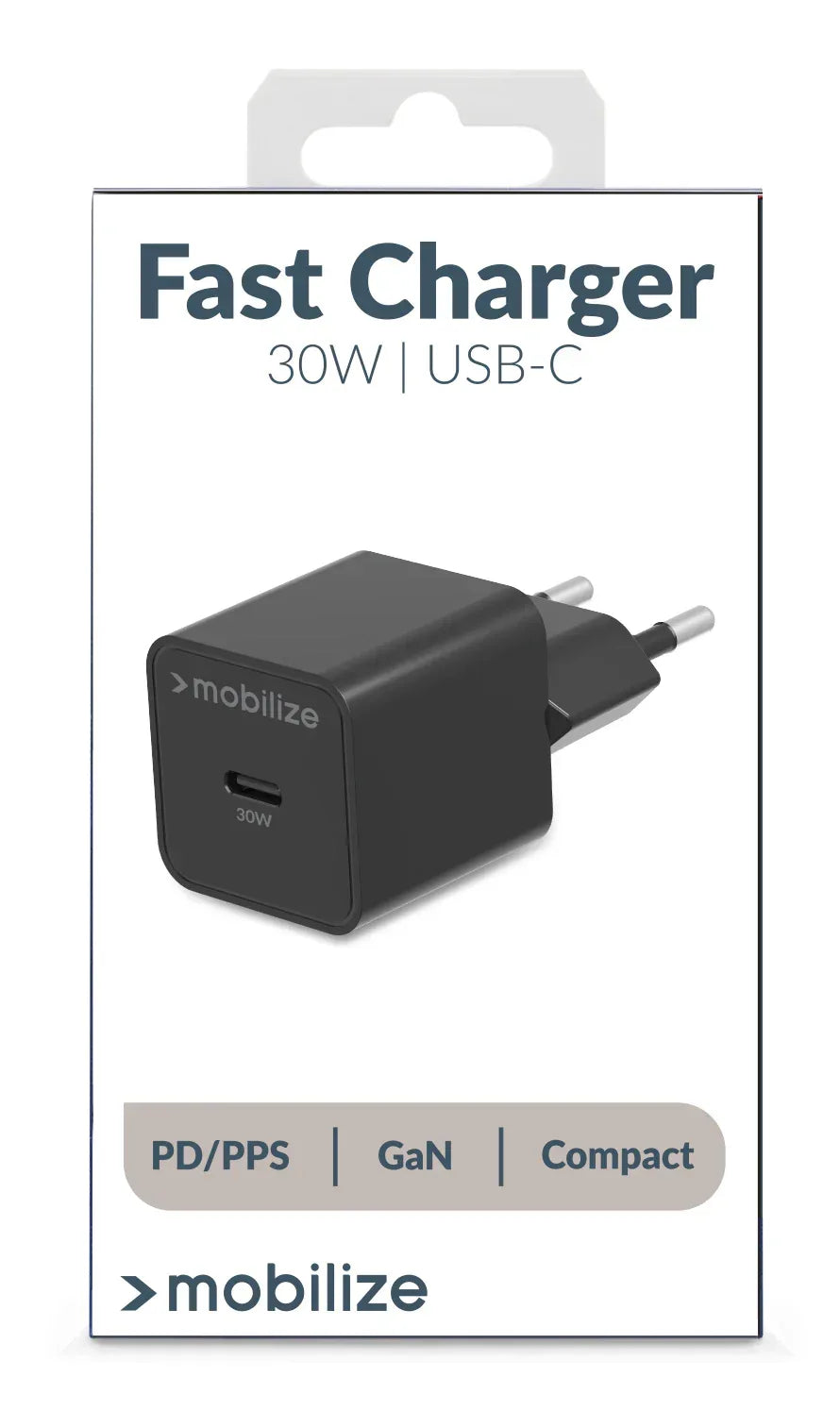 Mobilize Wall Charger Usb-C Gan 30W With Pd/Pps Black - Essentify