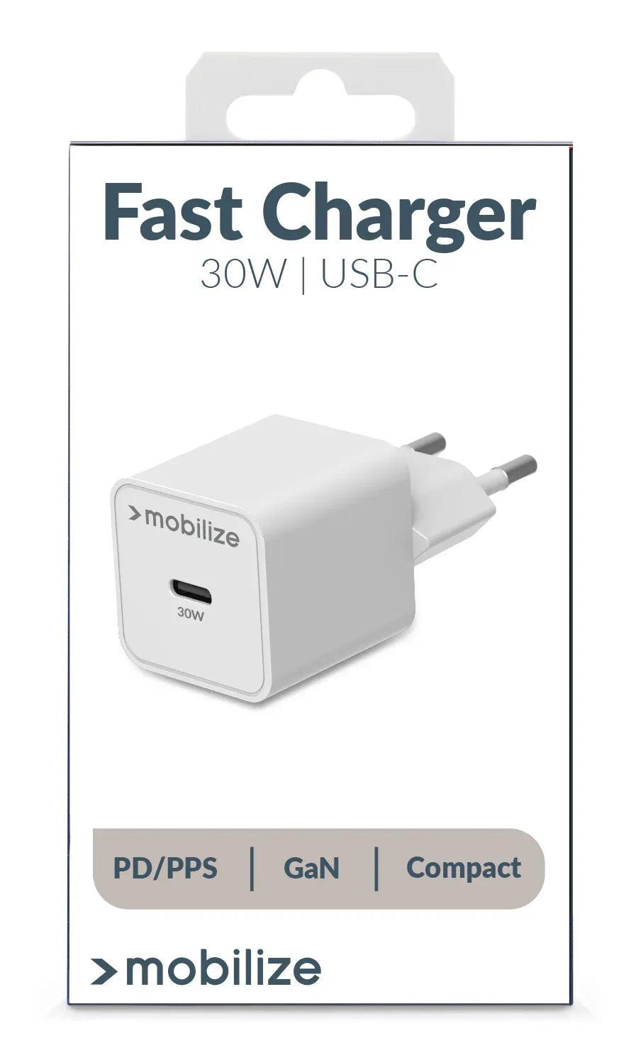 Mobilize Wall Charger Usb-C Gan 30W With Pd/Pps White - Essentify