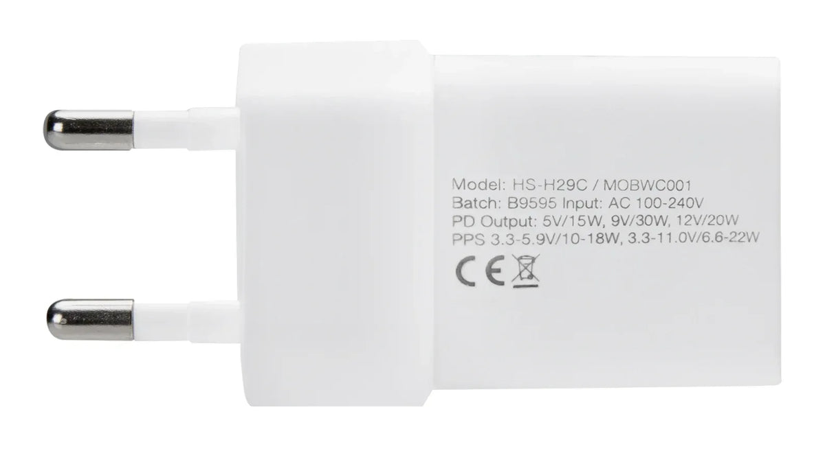 Mobilize Wall Charger Usb-C Gan 30W With Pd/Pps White - Essentify