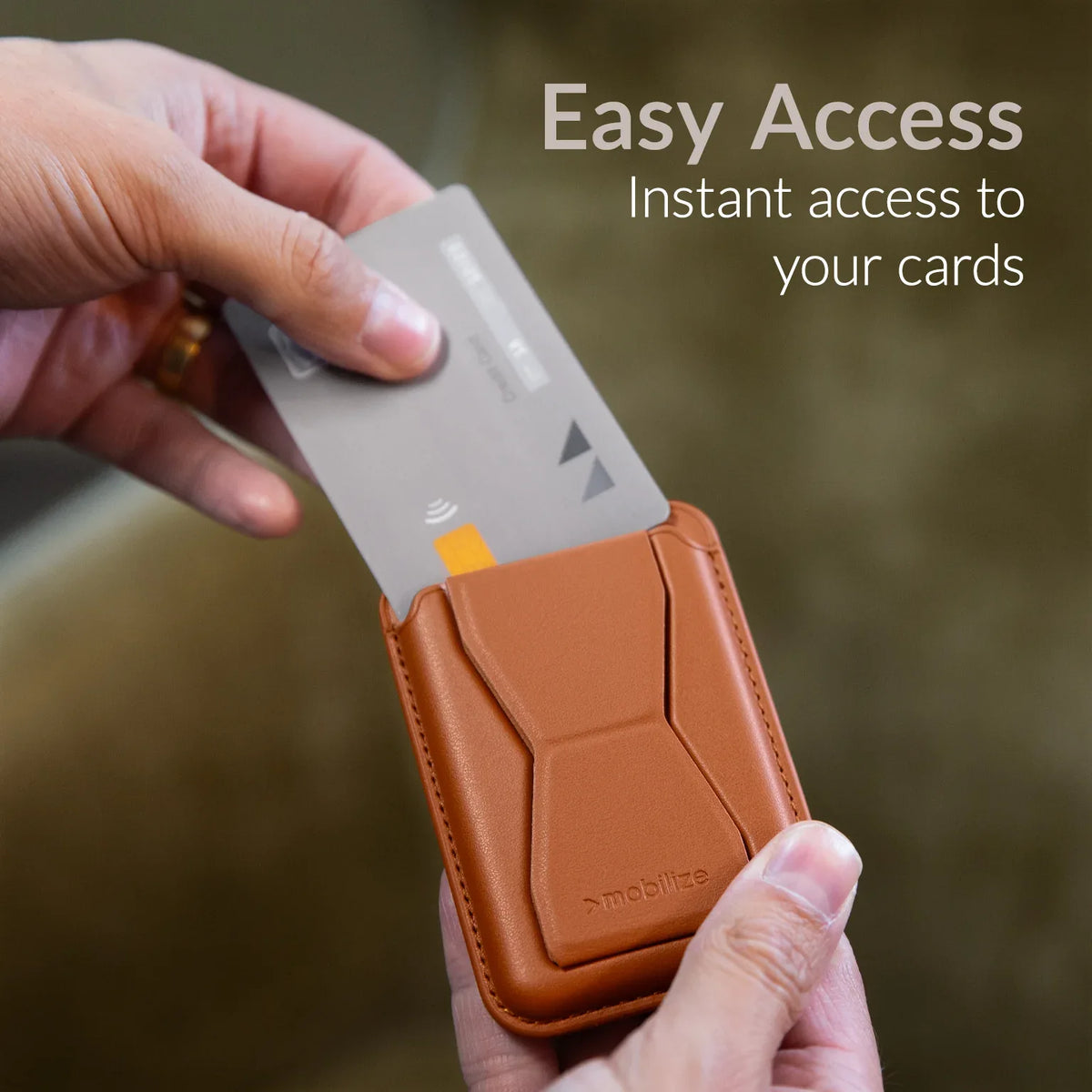 Mobilize Magsafe Compatible Magnet Card Holder Brown - Essentify