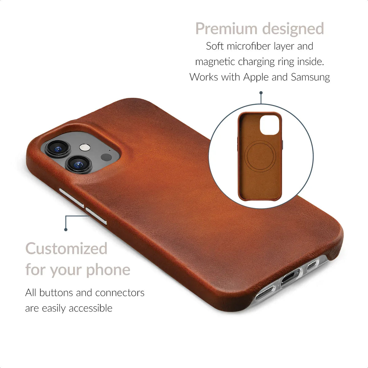Mobilize Magsafe Compatible Premium Leather Case Apple Iphone 15 Pro Max Burned Cognac - Essentify