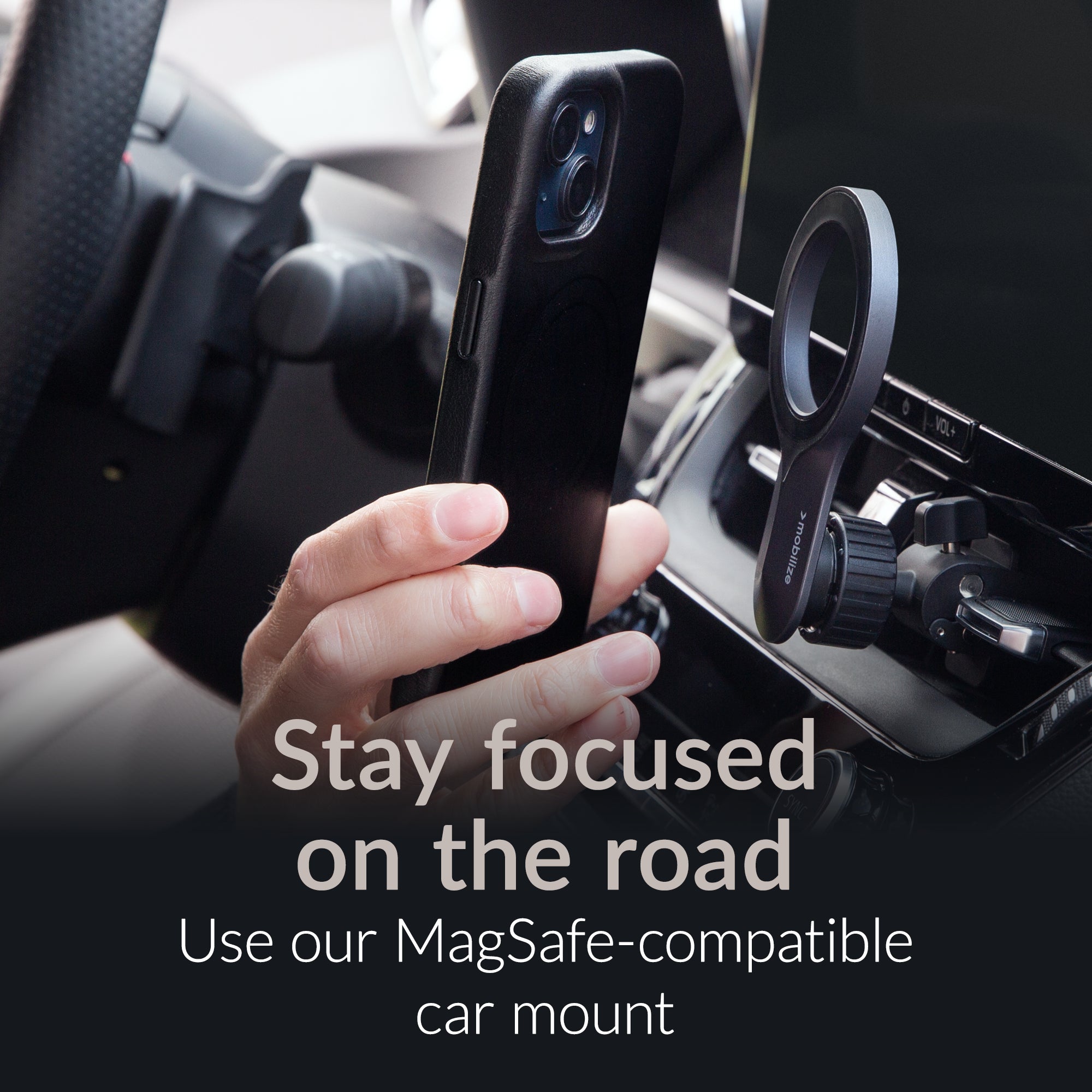 Mobilize Magsafe Compatible Premium Leather Case Apple Iphone 15 Pro Max Black