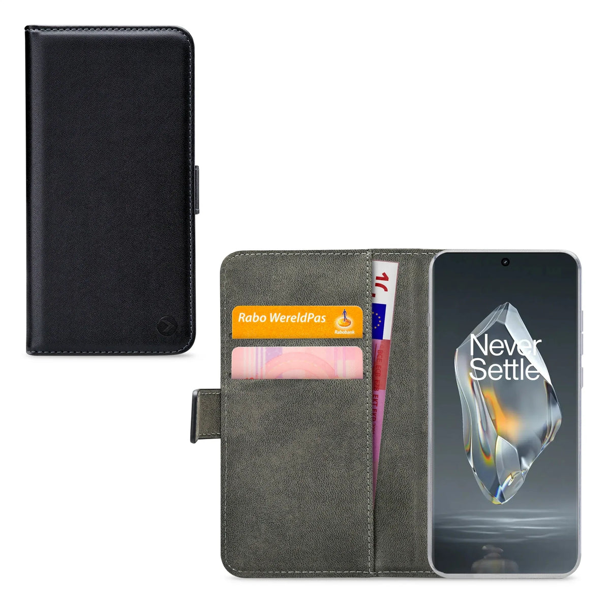 Mobilize Classic Gelly Wallet Book Case Oneplus 12R Black - Essentify