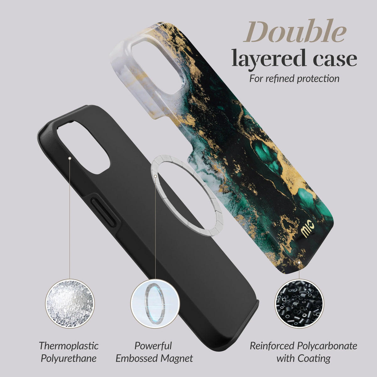 Mio By Mobilize Mio Green Marble Magsafe Compatible For Iphone 13/14/15 - Essentify
