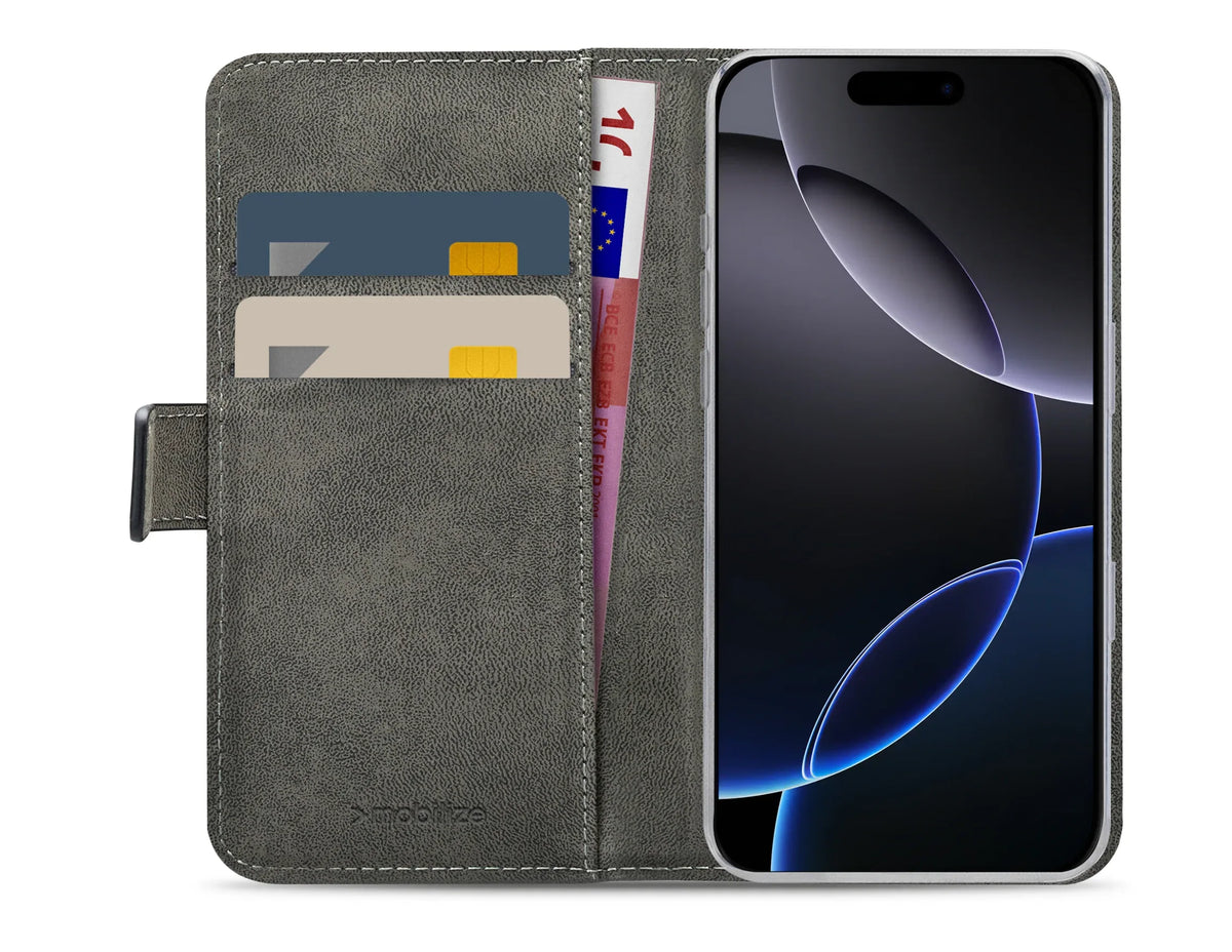 Mobilize Classic Gelly Wallet Book Case Apple Iphone 16 Pro Black - Essentify